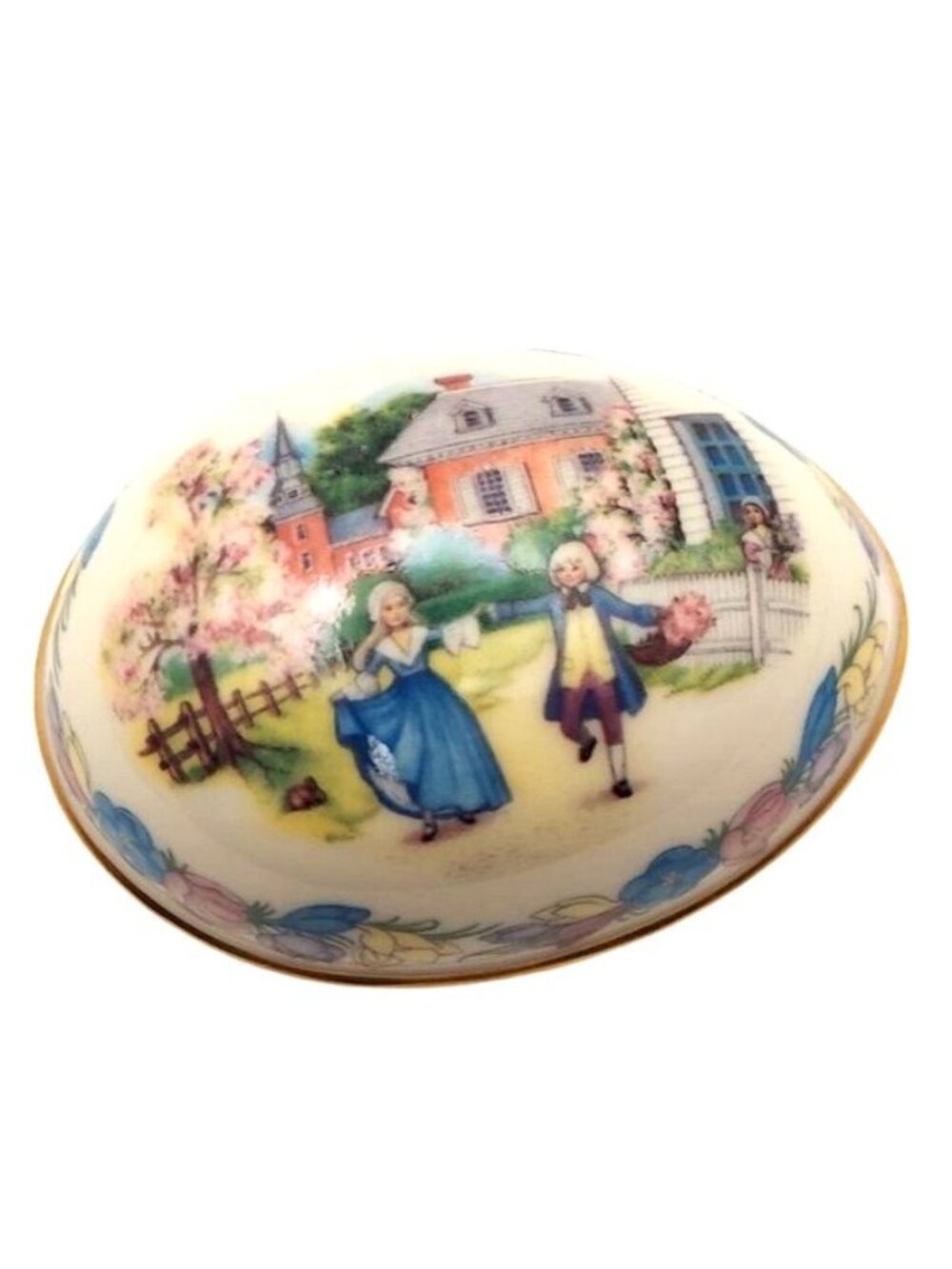 Lenox Porcelain Egg Trinket Dish Easter in Colonial America 1987 Limited Edition